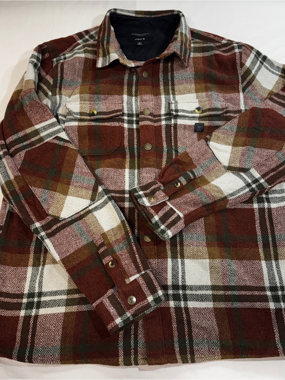 The Roark Nordsman Plaid Wool Blend Flannel Shirt Sangria Large